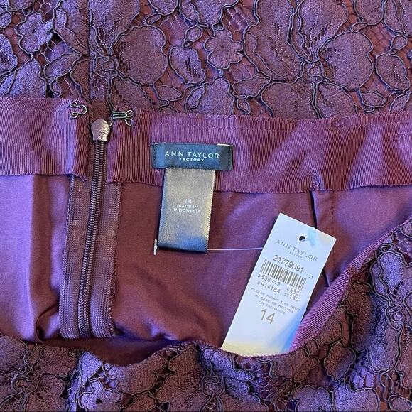NEW Ann Taylor Factory Floral Lace Overlay Pencil Skirt Merlot 14 - Picture 11 of 14